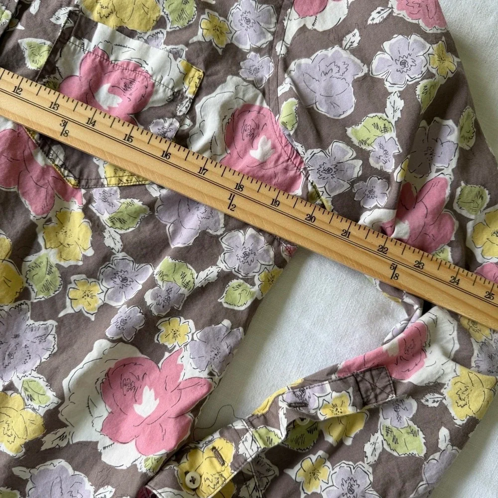 Boden Brown‎ Floral Cotton Button Down Shirt Long Sleeve Size 16 WA192